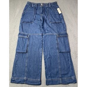 New Anthropologie Pilcro Pants Womens Size 6 Cargo Mid Rise Wide Leg Baggy NWT